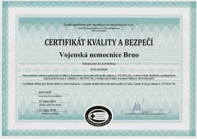 Certifikát kvality a bezpečí